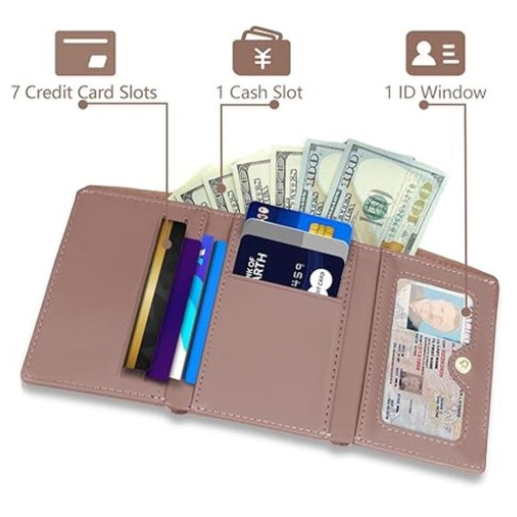 AUGUST 18 Small Trifold Slim Wallet ID/Photo Card Holder For Women - Picture 2 of 7